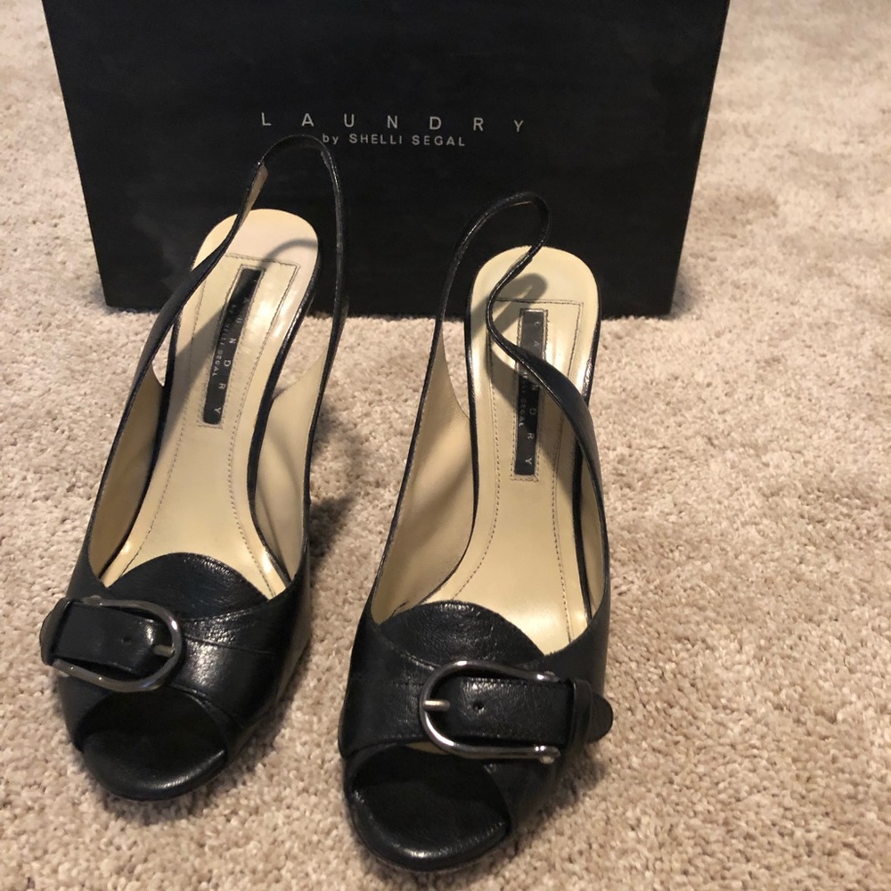 Laundry by Shelli Segal MENA black leather pumps 8